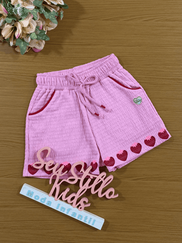 Shorts Infantil Cinti Verão Rosa Moranguinho