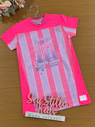 Vestido Infantil Catavento Verão Tela Neon