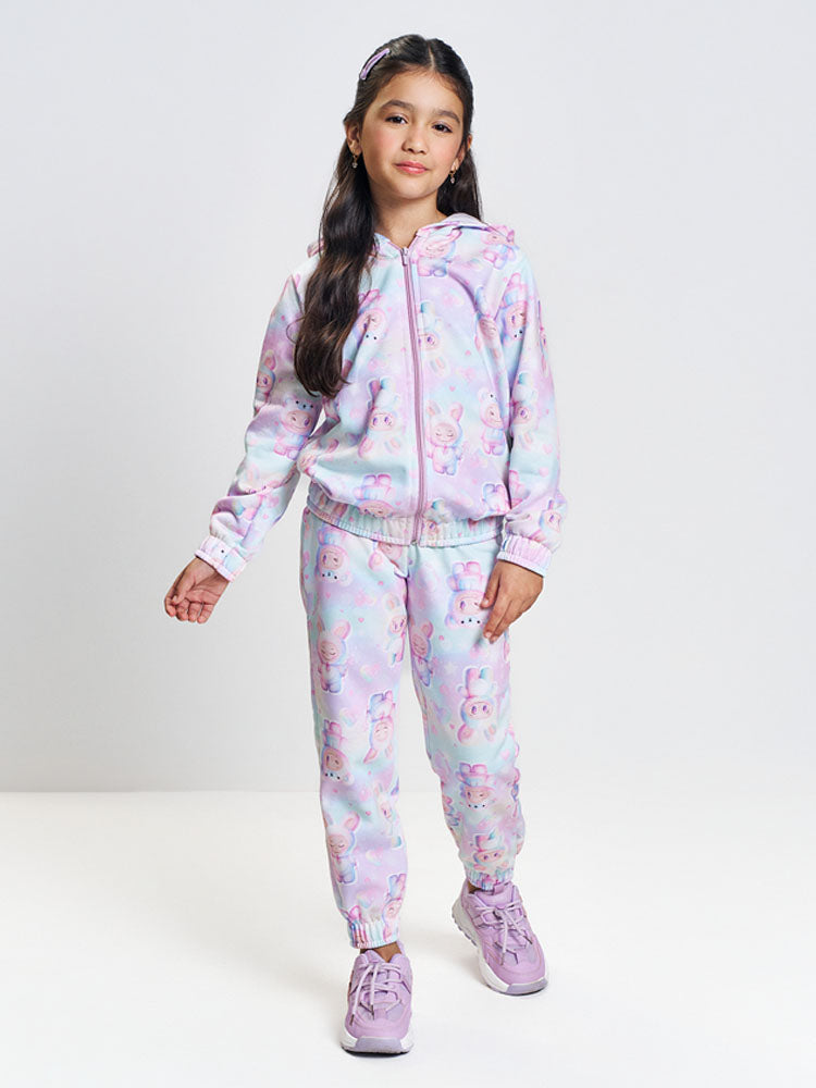 Conjunto Infantil Cinti Inverno com Calça e Jaqueta em Moletom Colorido Labubu