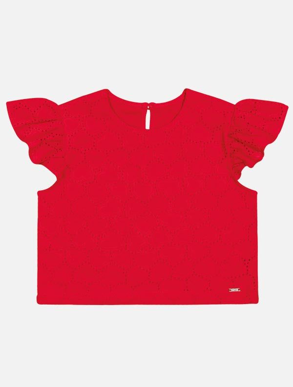 Conjunto Infantil Cinti Verão Com Saia e Blusa Vermelha Laise Natal