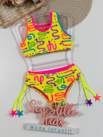 Biquíni Infantil Siri Kids Amarelo Neon Antonela Lapis 43276