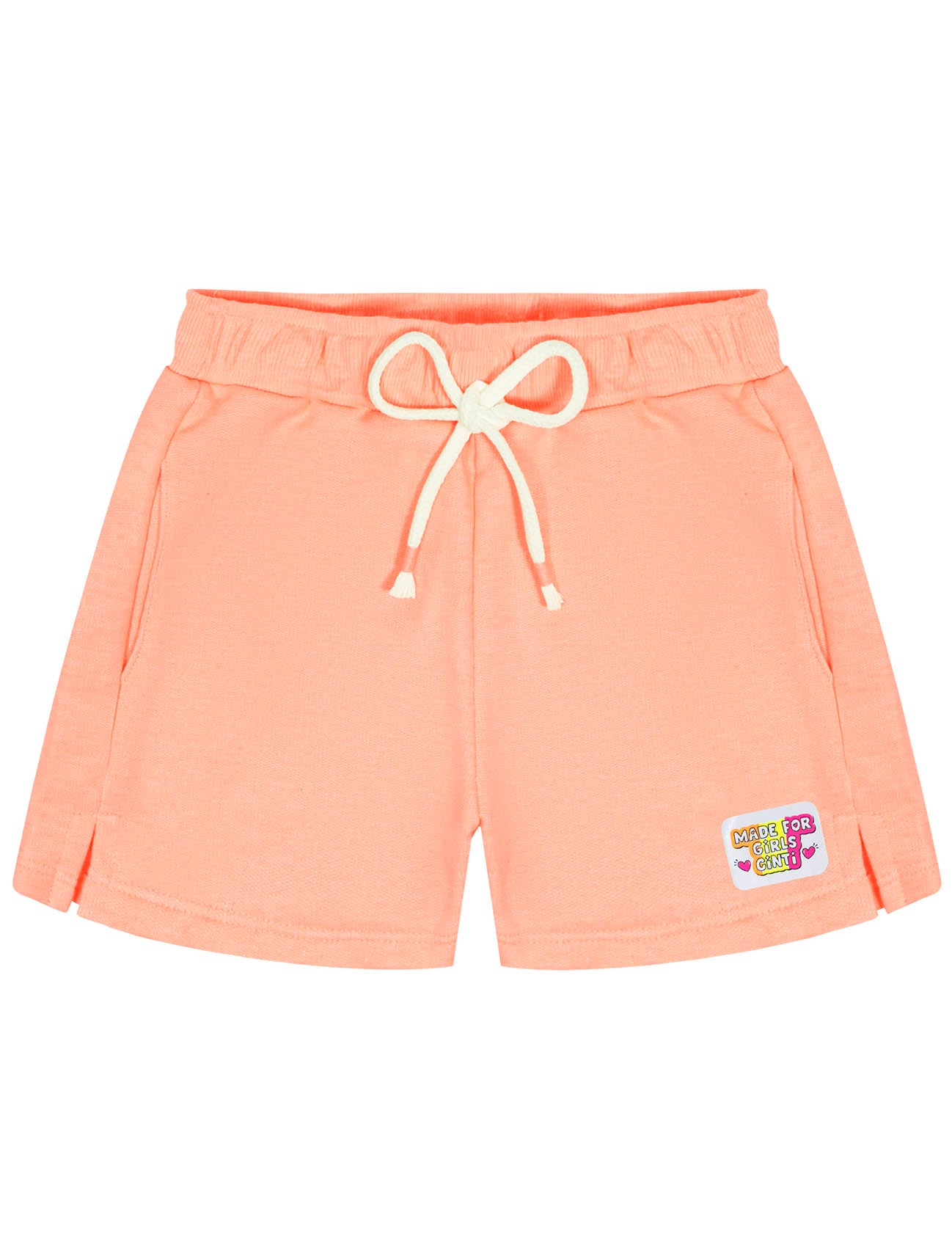 Shorts Infantil Cinti Verão Moletinho Laranja Neon