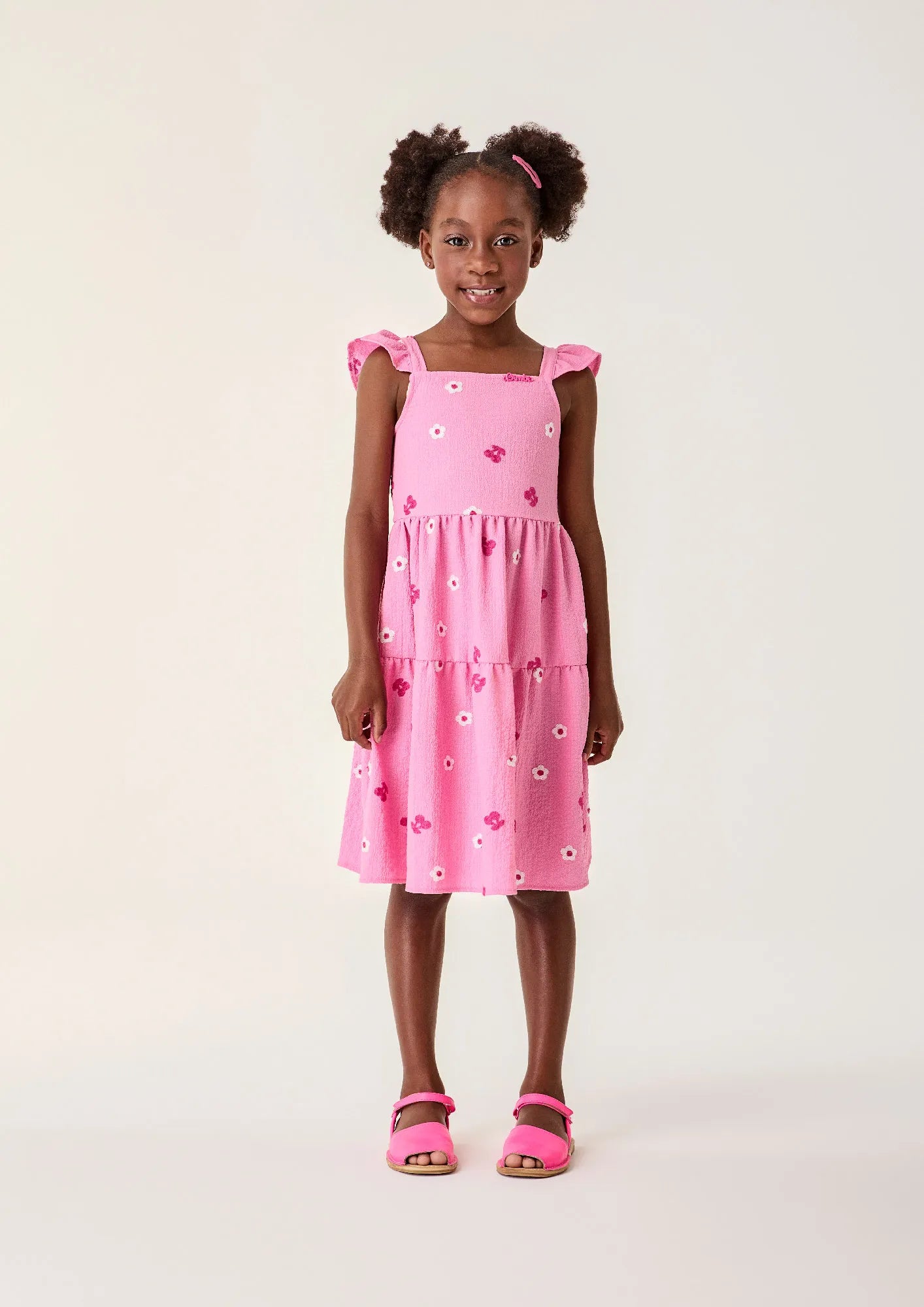 Vestido Infantil Bimbi Rosa Florzinhas
