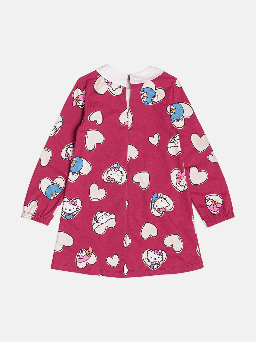 Vestido Infantil Momi Inverno Vinho Hello Kitty Love
