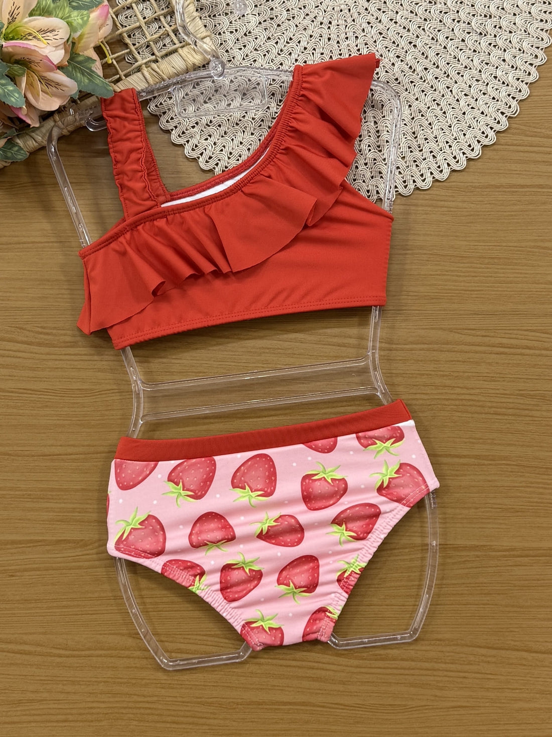 Biquíni Infantil Kukiê Verão Vermelho Moranguinho