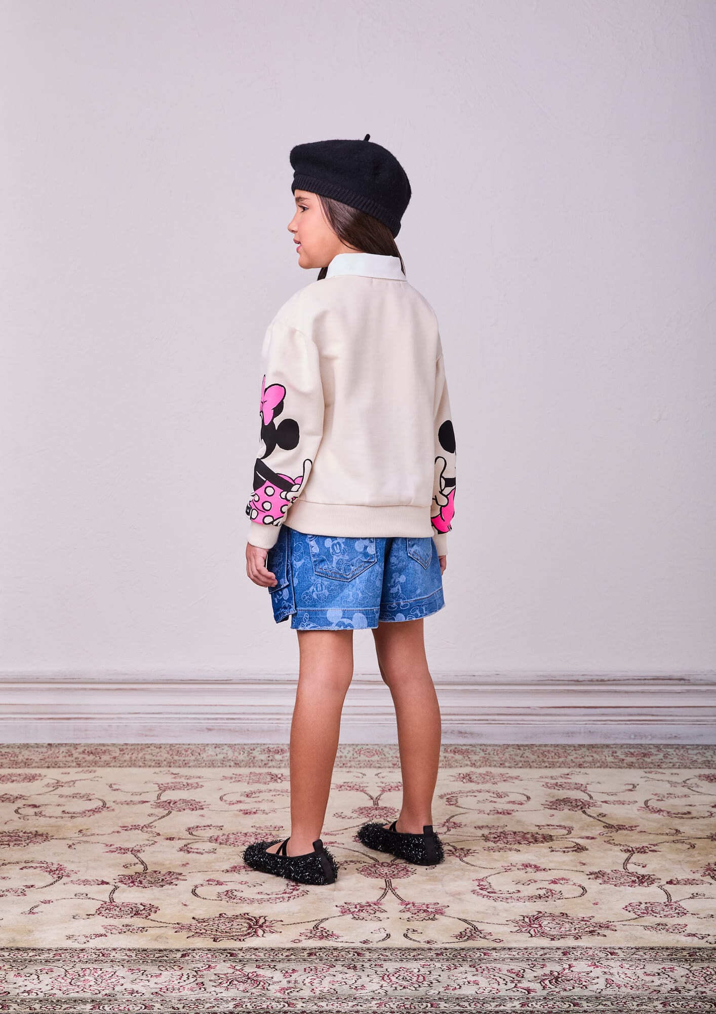 Casaco Infantil Animê Inverno Bege Minnie e Mickey Disney