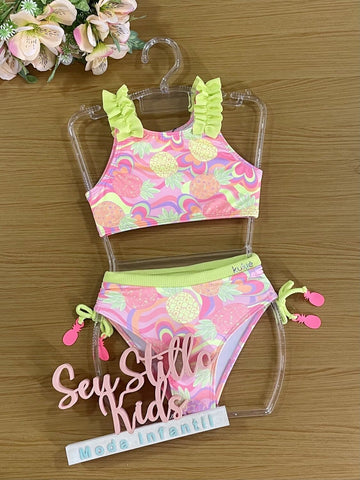 Biquíni Infantil Kukiê Verão Colorido Abacaxis