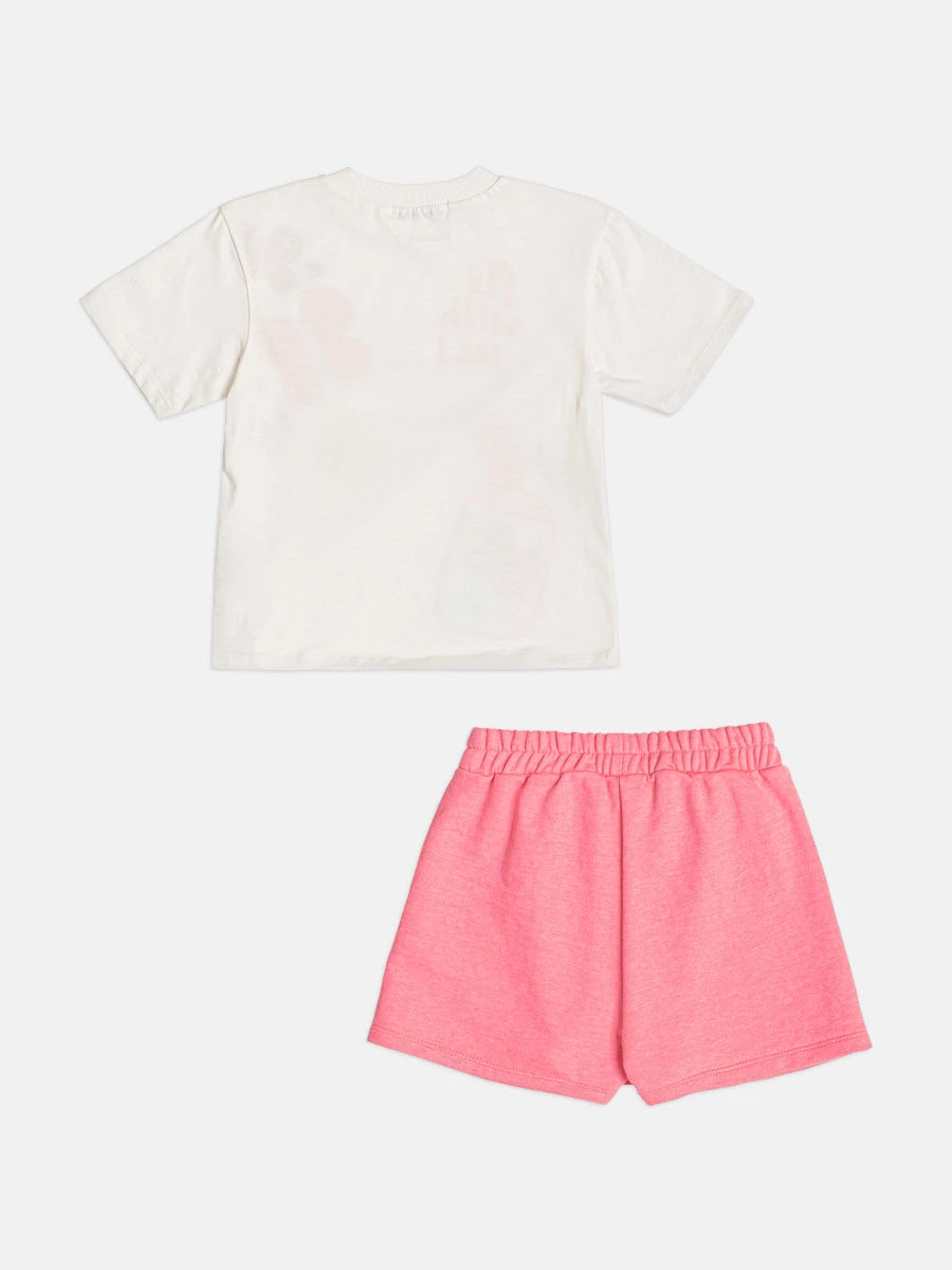 Conjunto Infantil Menina Bimbi com Shorts Saia Rosa e Blusa Borboletinhas