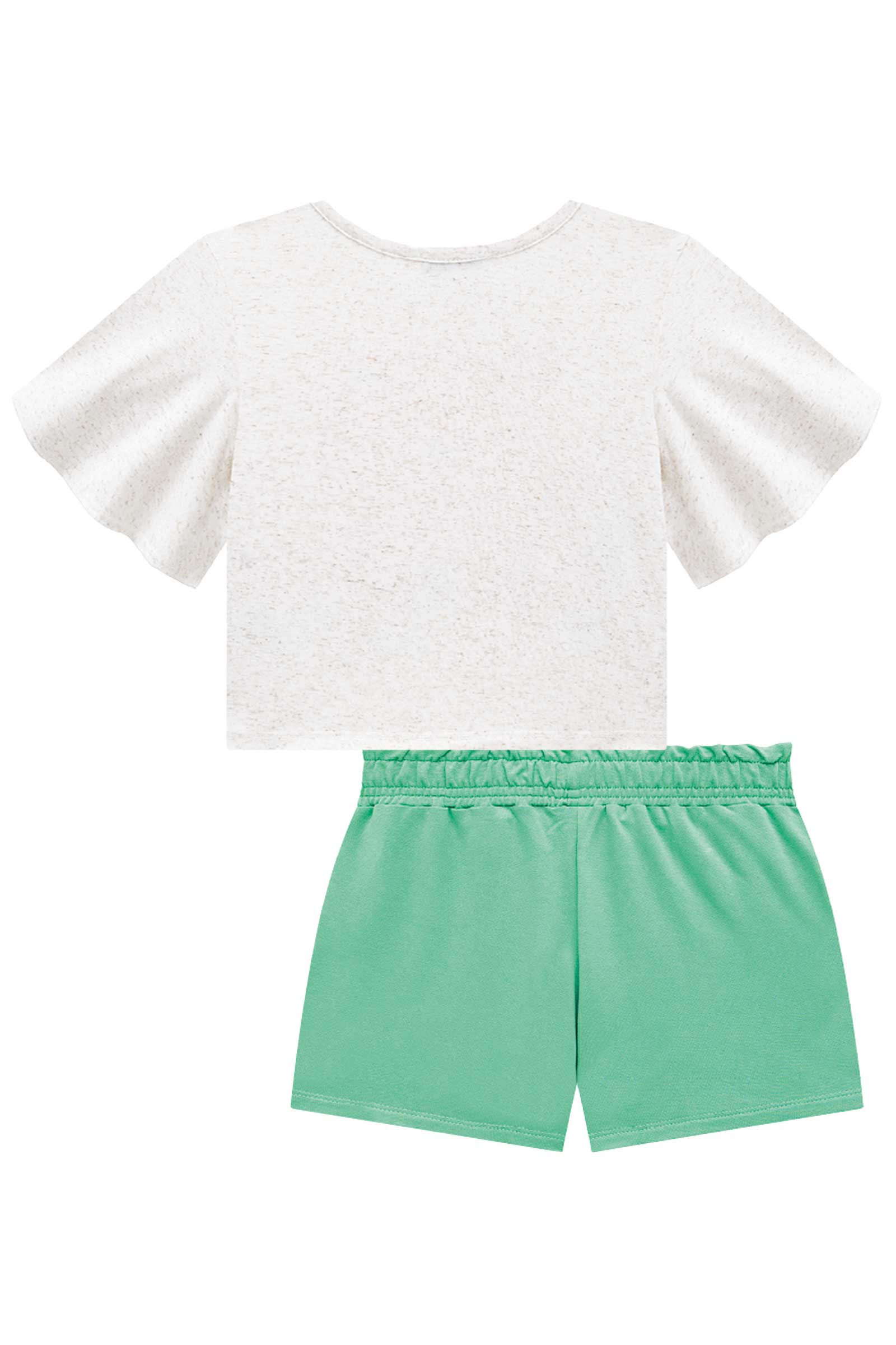 Conjunto Infantil Kukie Alecrim Verão Shorts Verde e Blusa Oncinha
