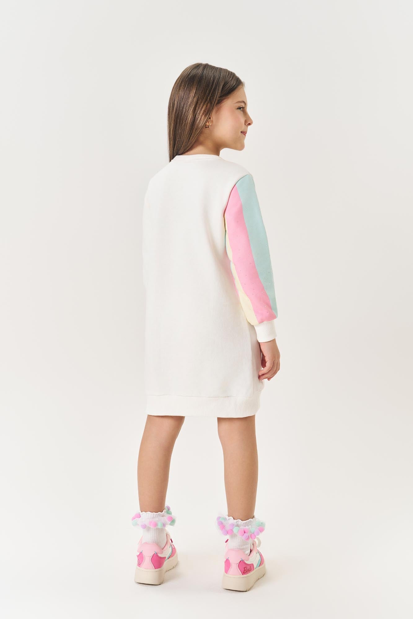 Vestido Infantil Cinti Inverno Flanelado Off White Unicórnio