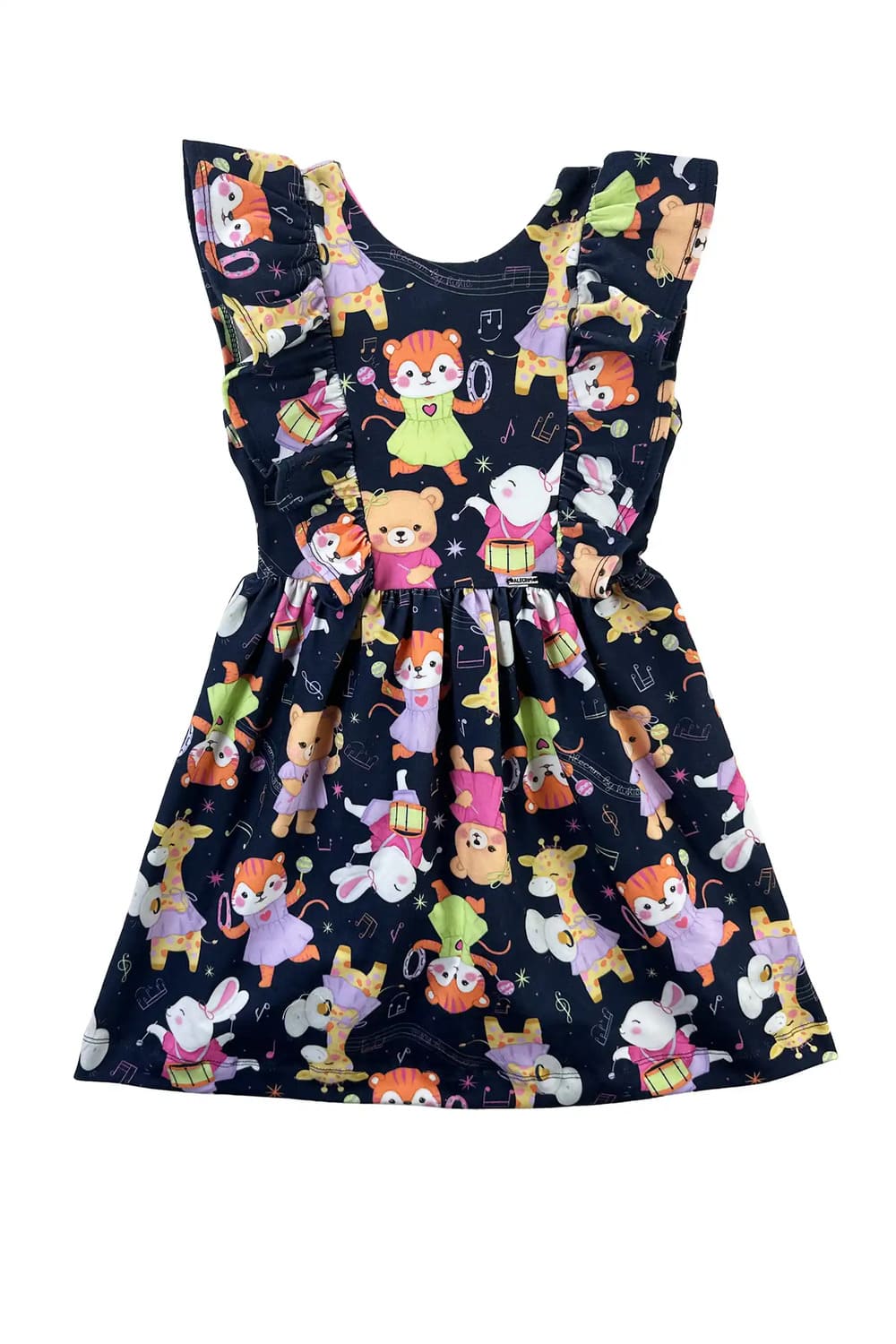 Vestido Infantil Kukie Alecrim Verão Azul Marinho Festa dos Animais