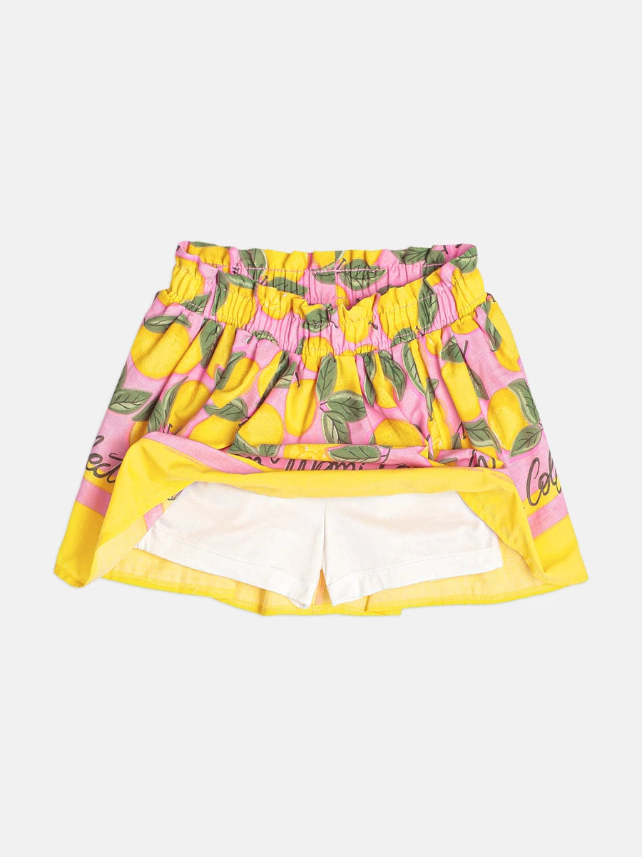 Conjunto Infantil Menina Momi com Saia e Blusa Rosa Ursinho Laranja
