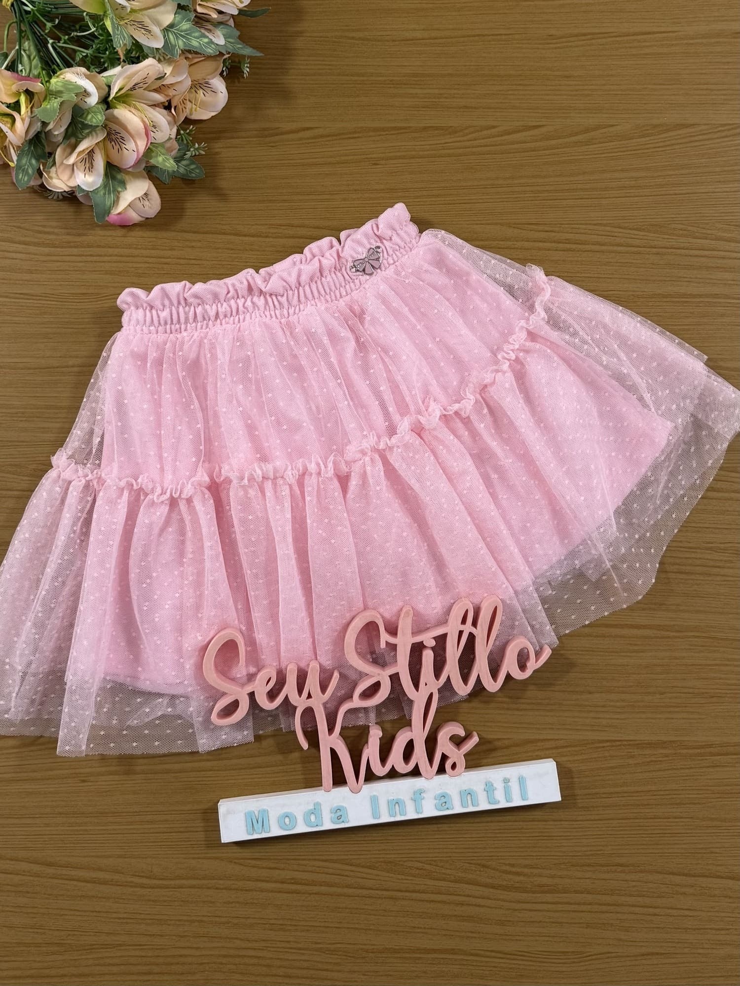Saia Infantil Momi Inverno Rosa Tule