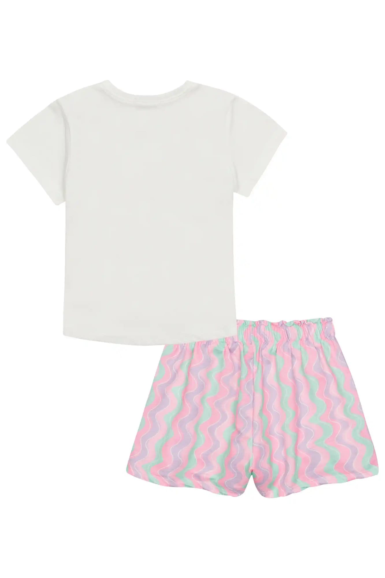 Conjunto Infantil Kukiê com Shorts Colorido e Blusa Manga Curta Sereia