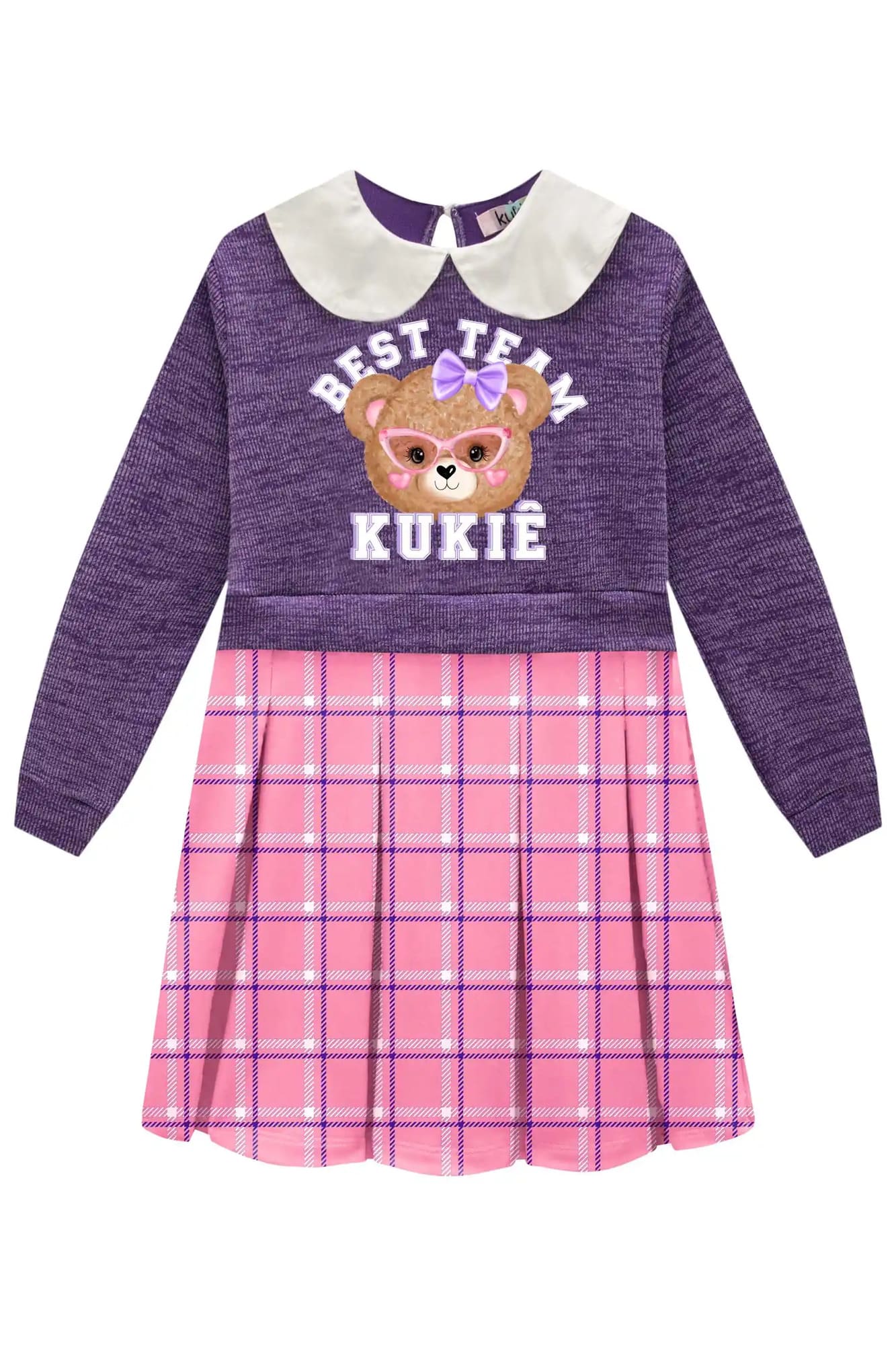 Vestido Infantil Kukiê Inverno Roxo Ursinha