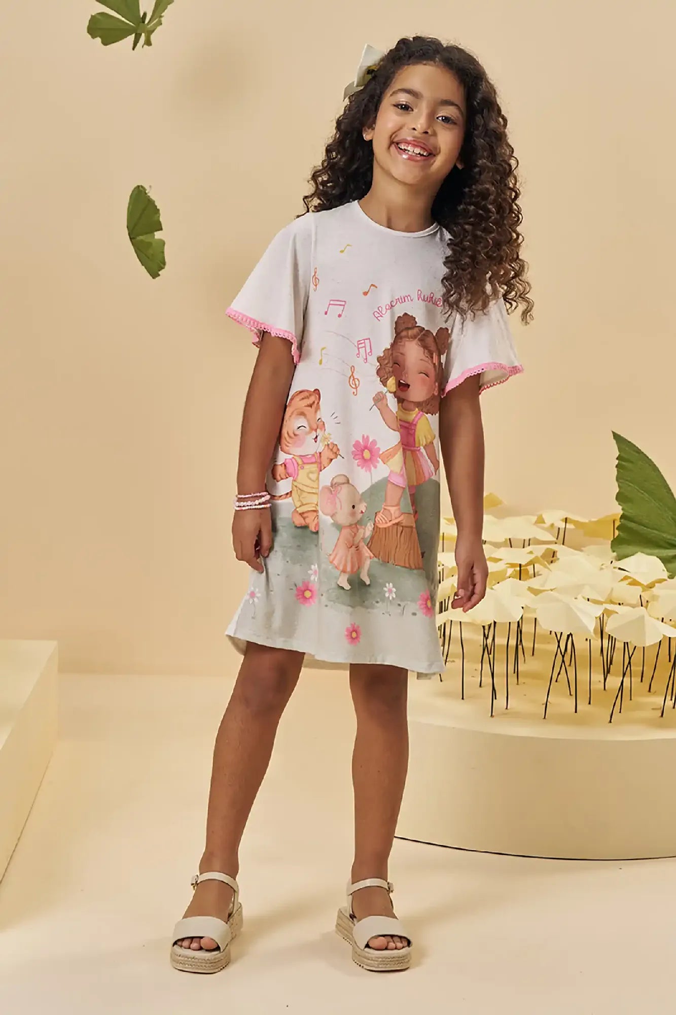 Vestido Infantil Kukiê Verão Off White Menininha Cantora