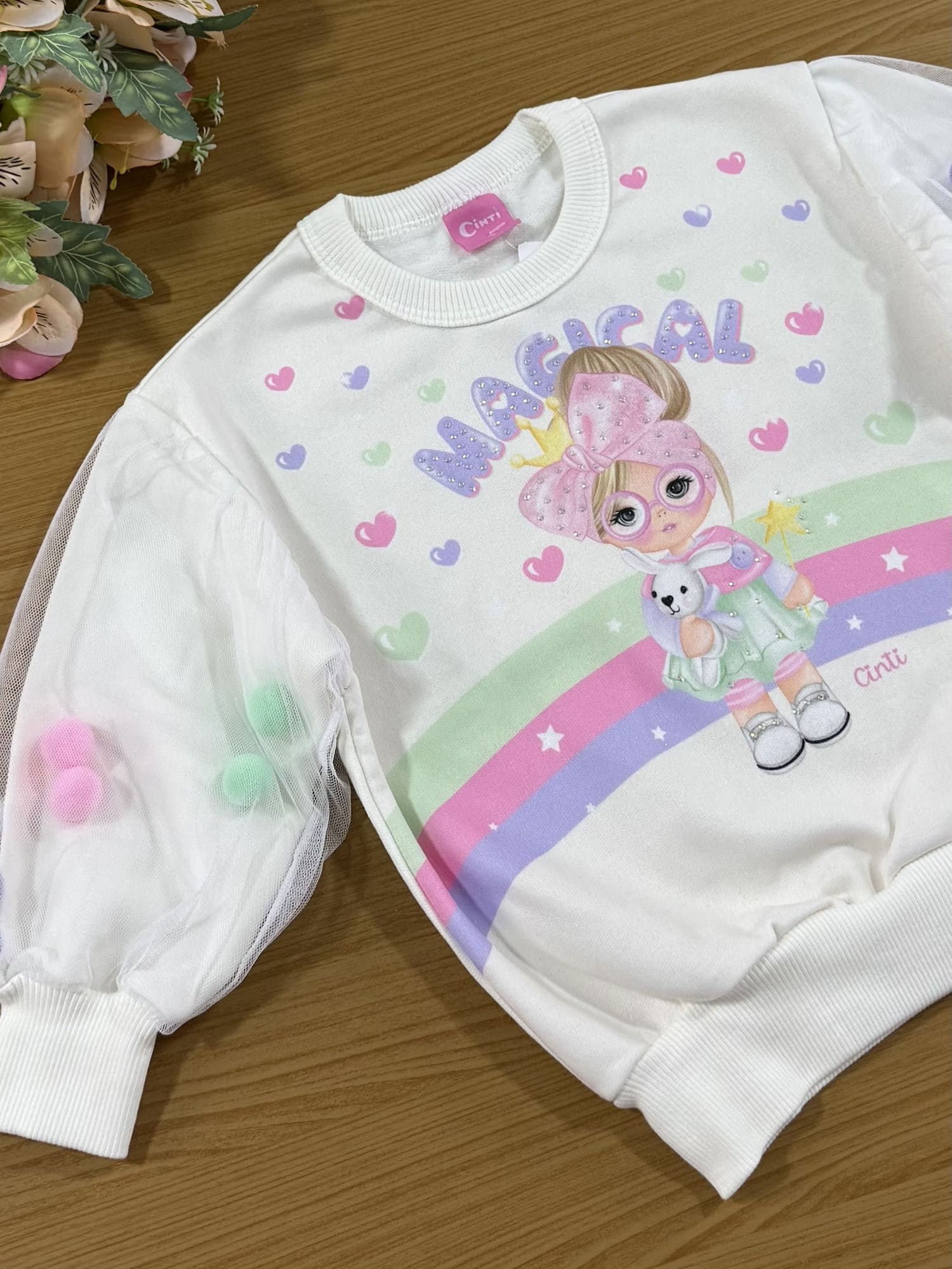Moletom Infantil Cinti Inverno Flanelado Off White Magical