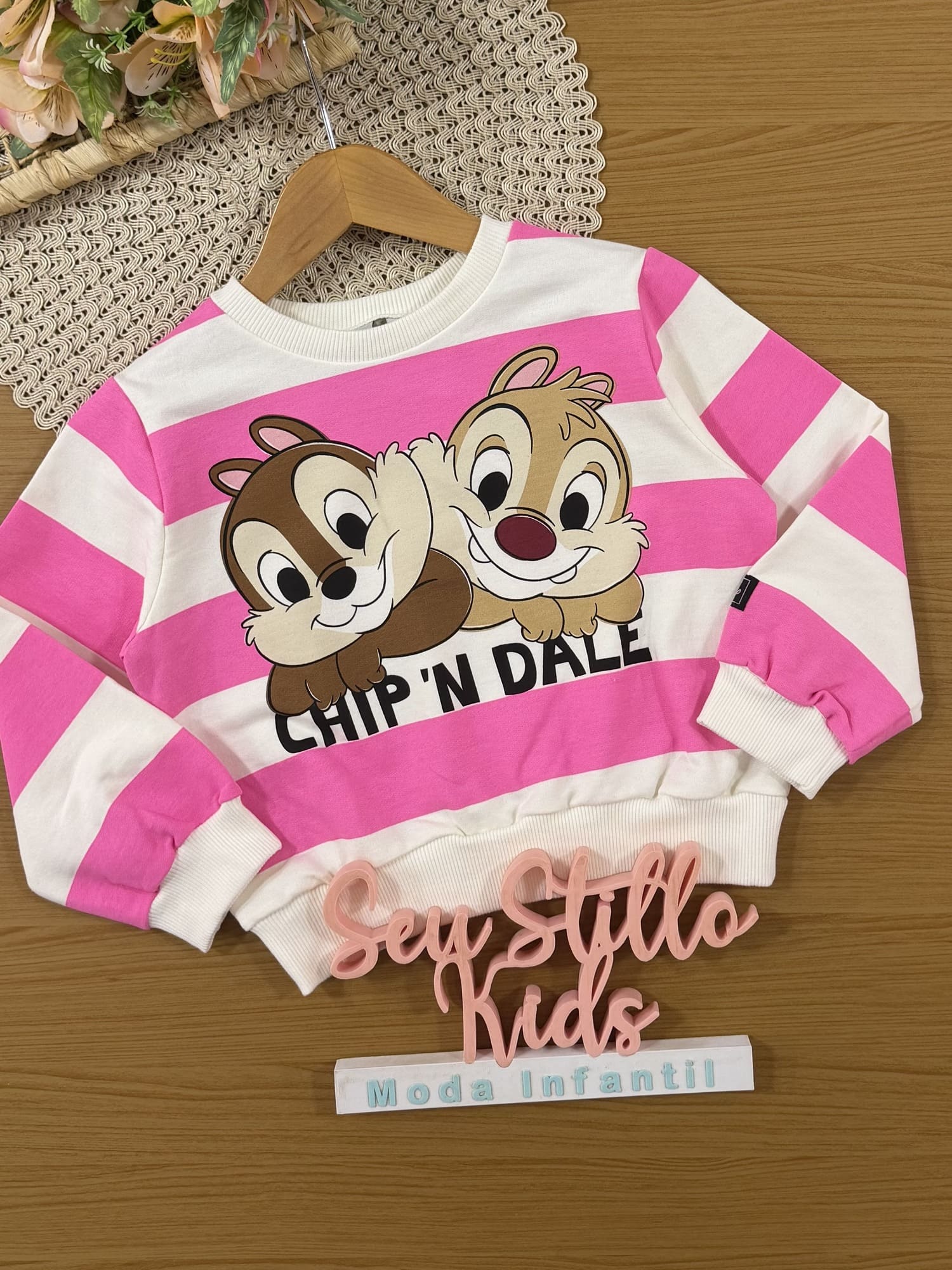 Casaco Infantil Momi Inverno Listrado Tico e Teco Disney