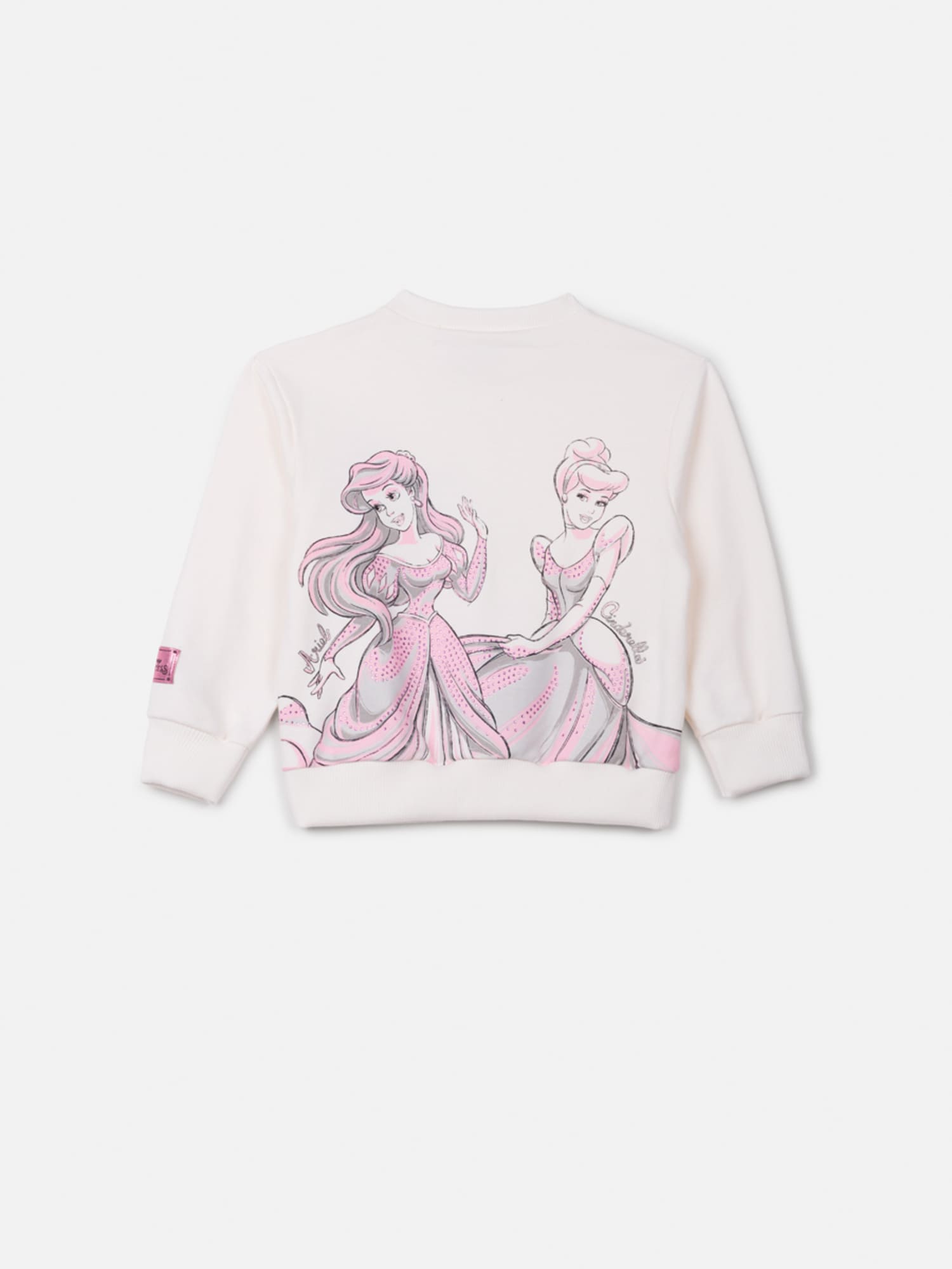 Casaco Infantil Animê Inverno Sem Flanela Branco Princesas com Strass Disney