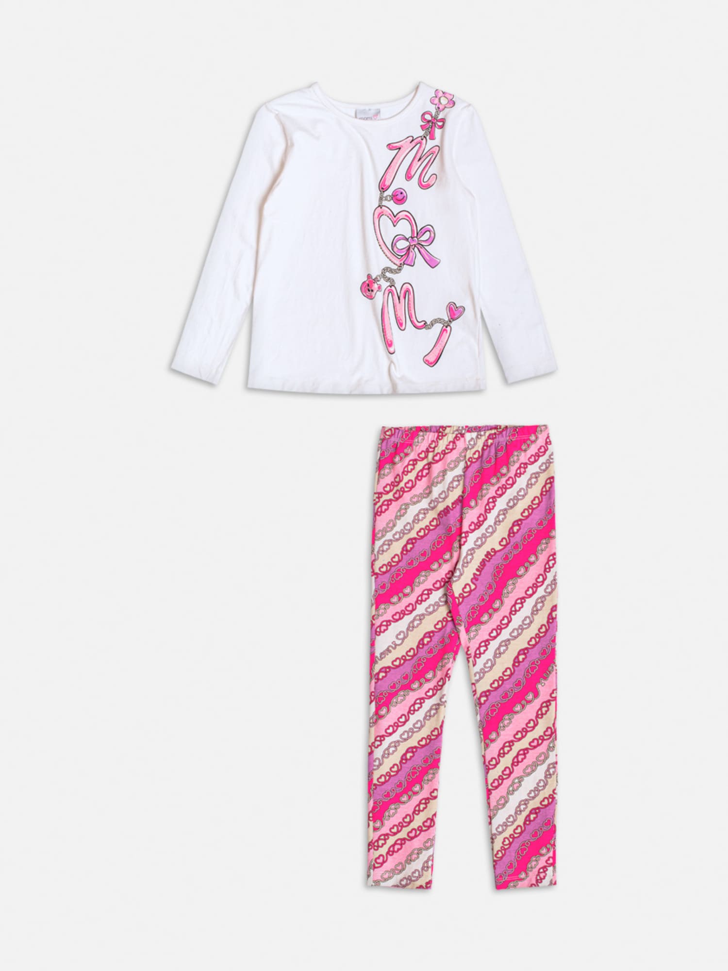 Conjunto Infantil Momi Inverno com Calça e Blusa Branca Lacinhos com Strass