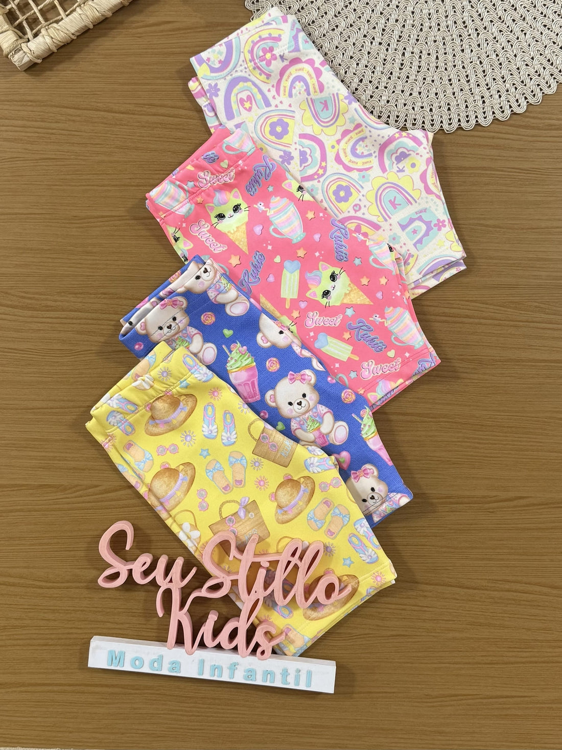 Shorts Infantil Kukiê Verão Ciclista Amarelo Praia