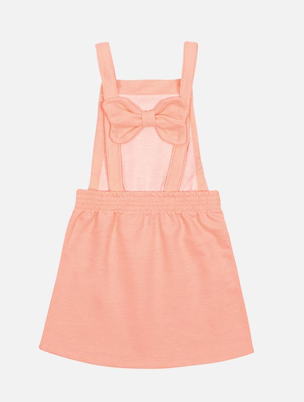 Salopete Infantil Cinti Verão Laranja Com Blusa Off White Borboletas