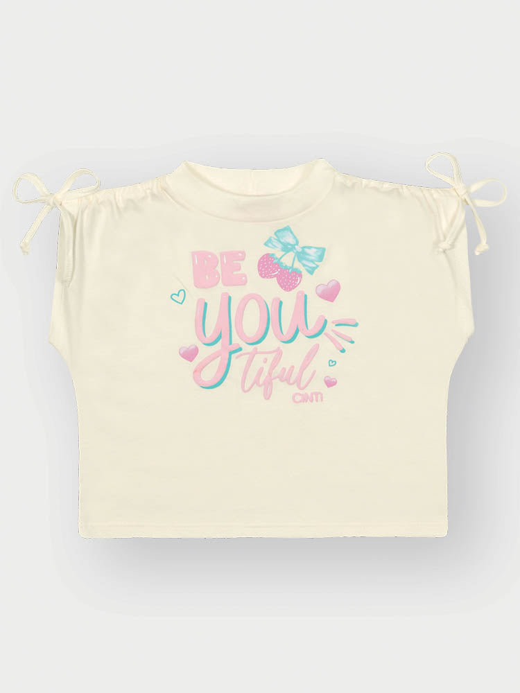 Conjunto Infantil Cinti Verão com Shorts Rosa e Blusa Branca Moranguinho