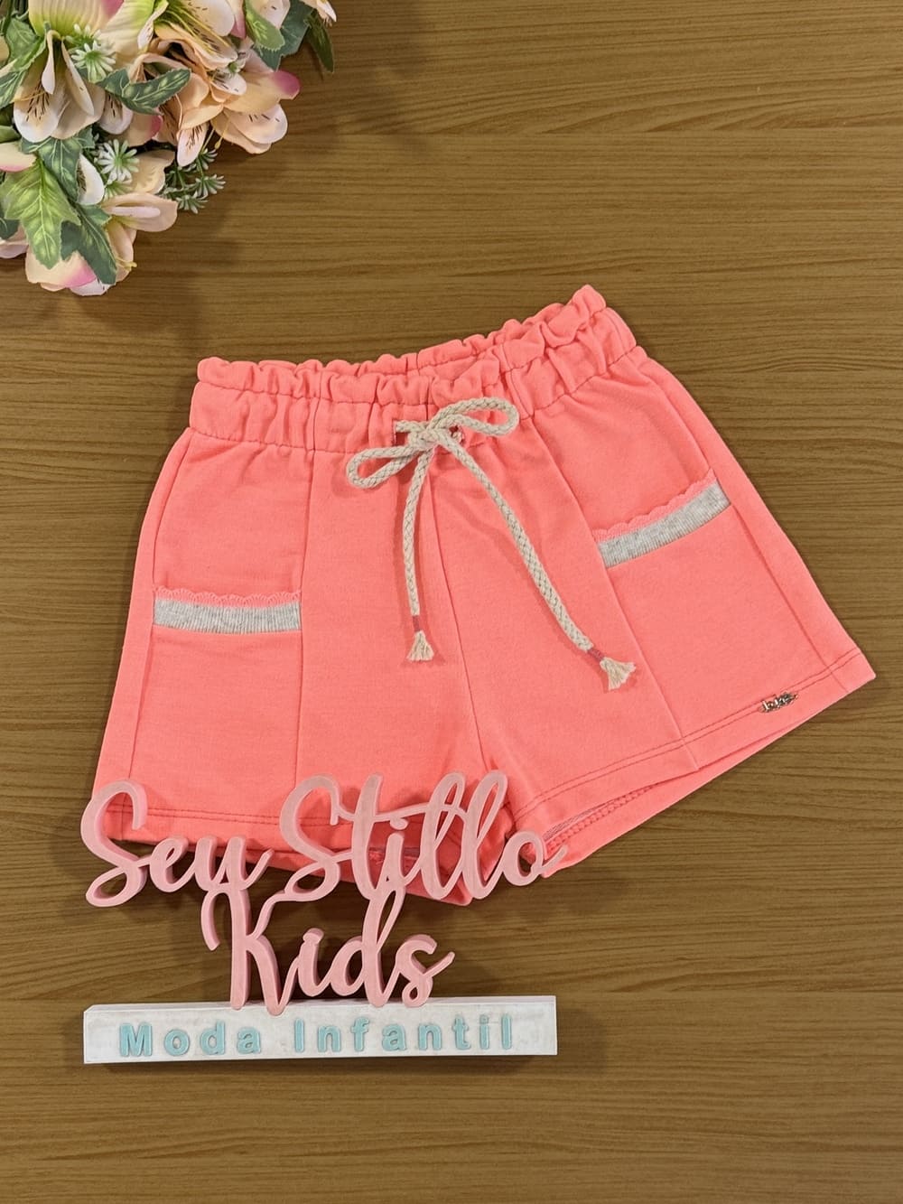 Shorts Infantil Kukie Verão Moletinho Laranja