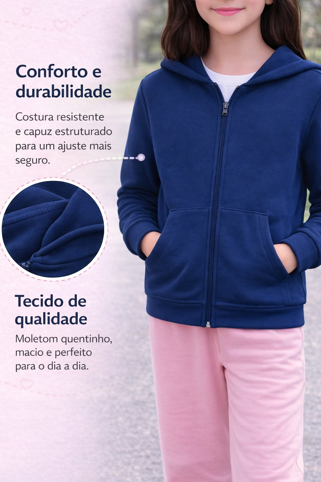 Moletom Infantil Brandili Flanelado Azul Marinho