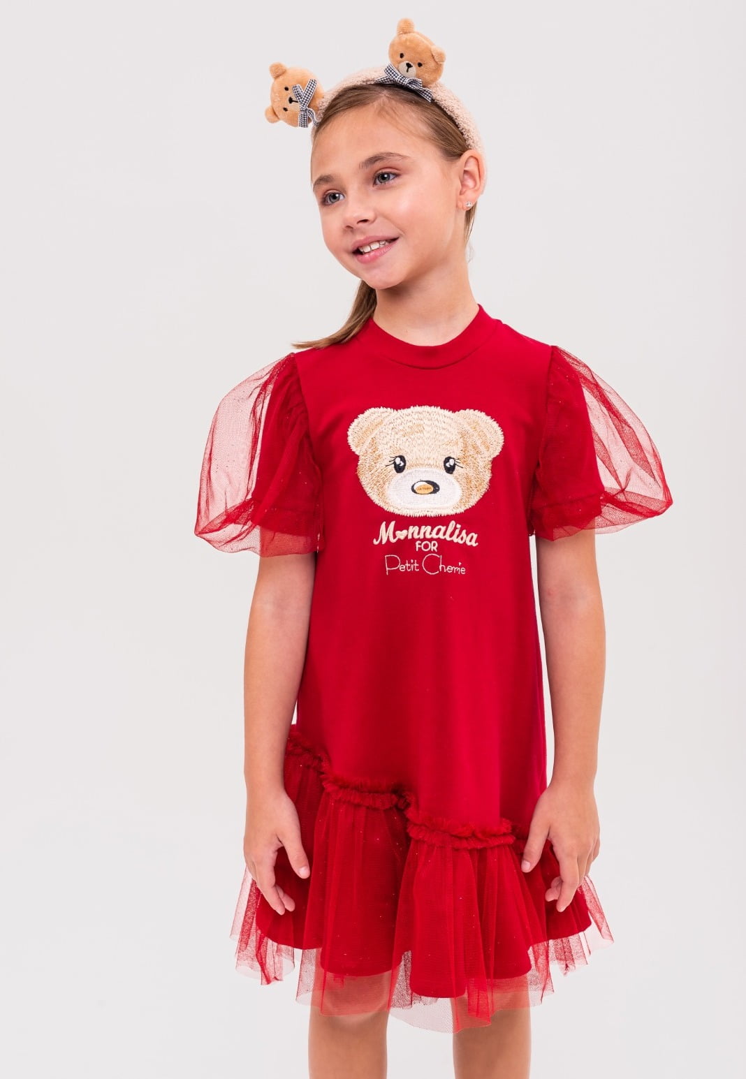 Vestido de Festa Infantil Petit Cherie Inverno Ursinho Love - Monnalisa