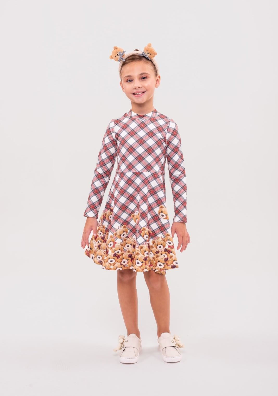 Vestido Infantil Petit Cherie Inverno Xadrez Love - Monnalisa