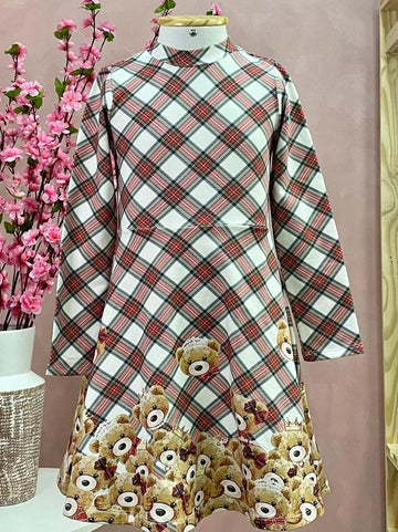 Vestido Infantil Petit Cherie Inverno Xadrez Love - Monnalisa