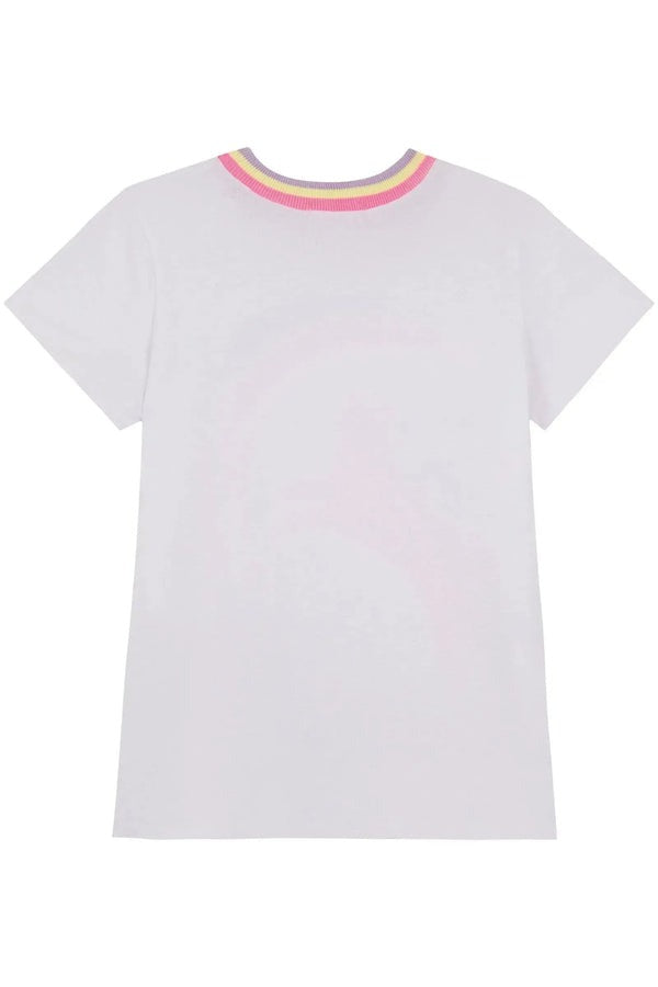 Blusa Infantil Kukiê Verão Branca Unicórnio Arco-íris
