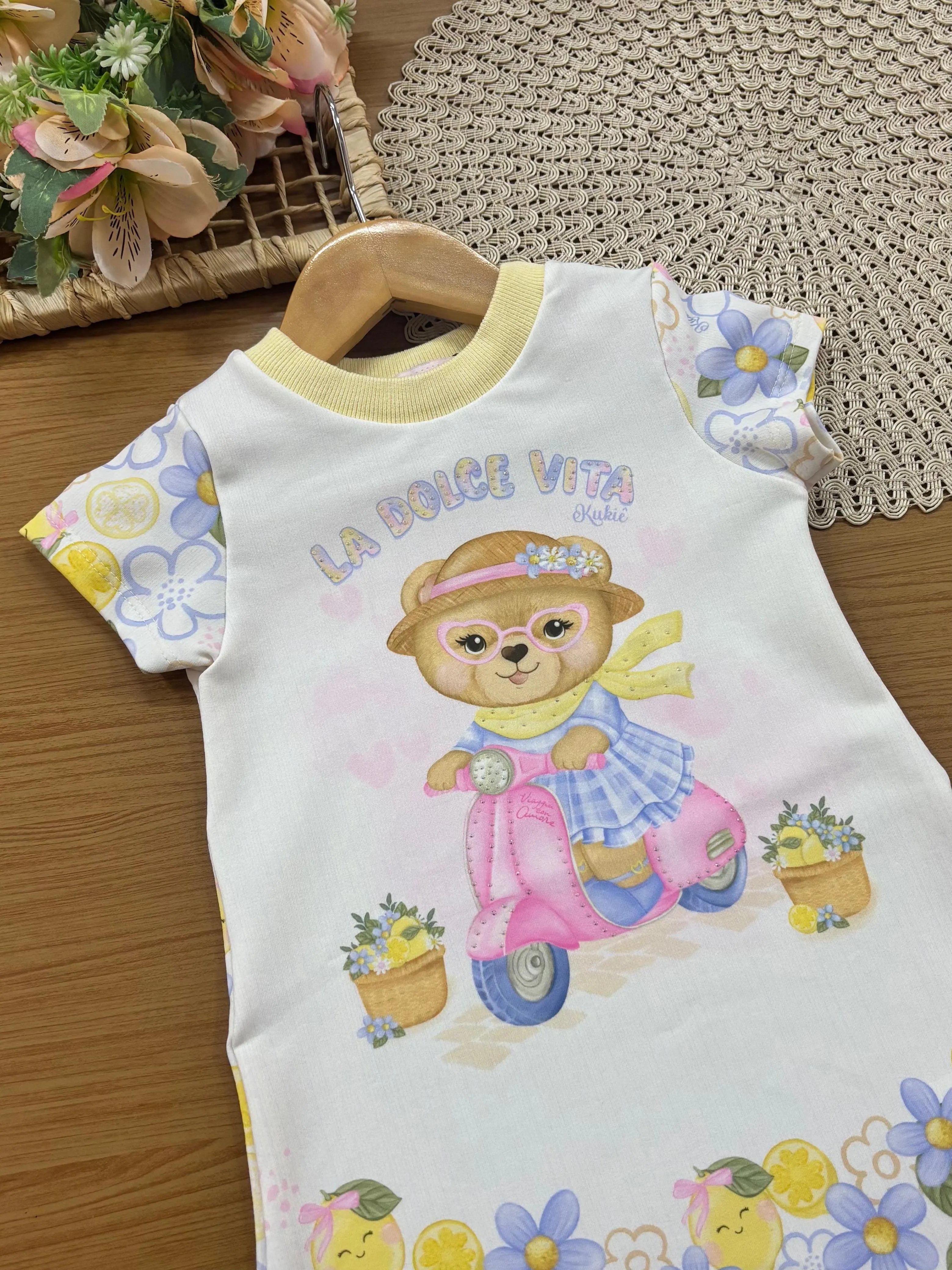Vestido Infantil Kukiê Colorido Ursinho La Dolce Vita