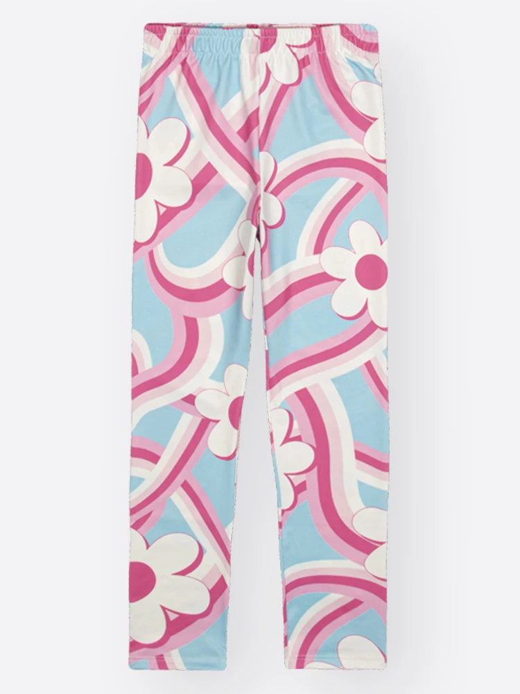 Conjunto Infantil Menina com Calça Legging Colorido e Blusa Bolsinha 3D Love