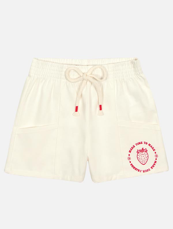 Shorts Infantil Cinti Verão Branco Moranguinho