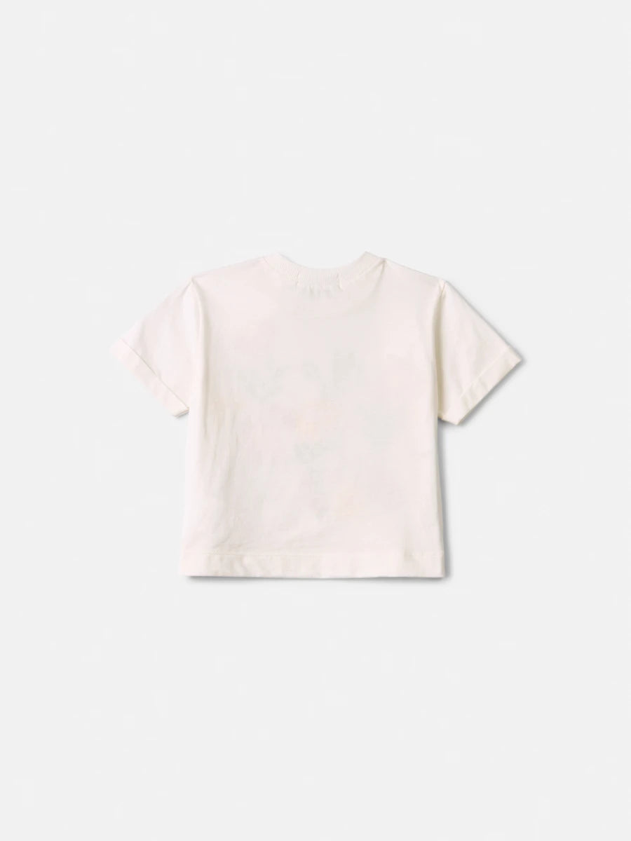 Blusa Infantil Menina Animê Branca Flores Bordadas