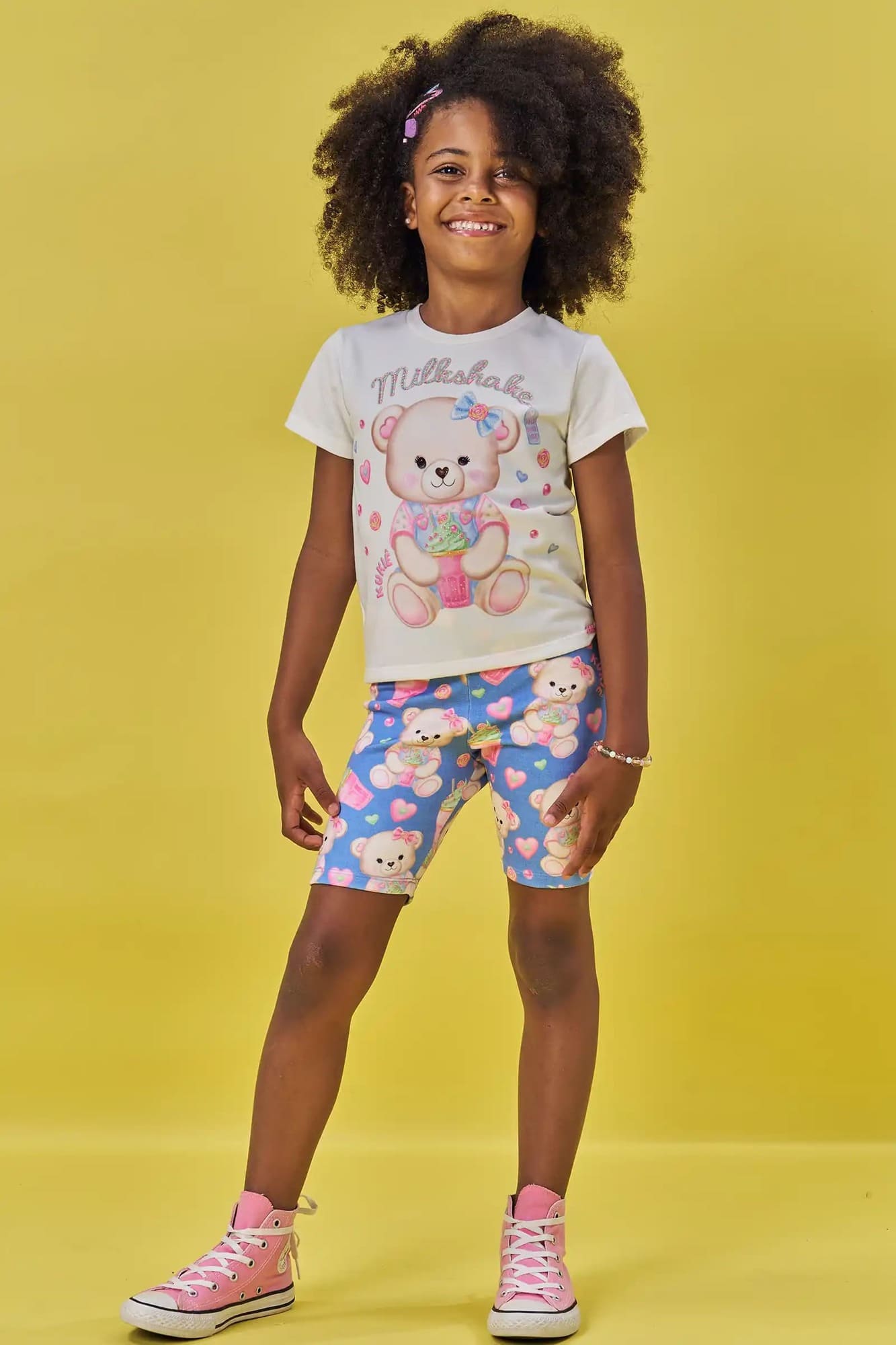Shorts Infantil Kukiê Verão Ciclista Azul Ursinha