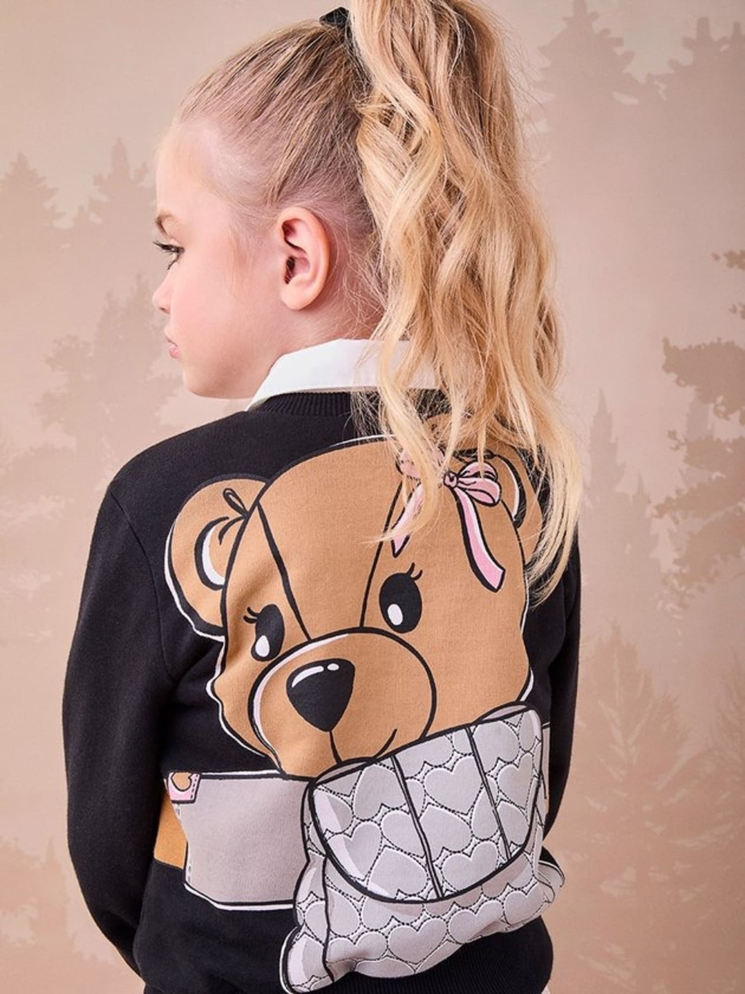 Moletom Infantil Momi Inverno sem Flanela Preto Ursinha Best Friend