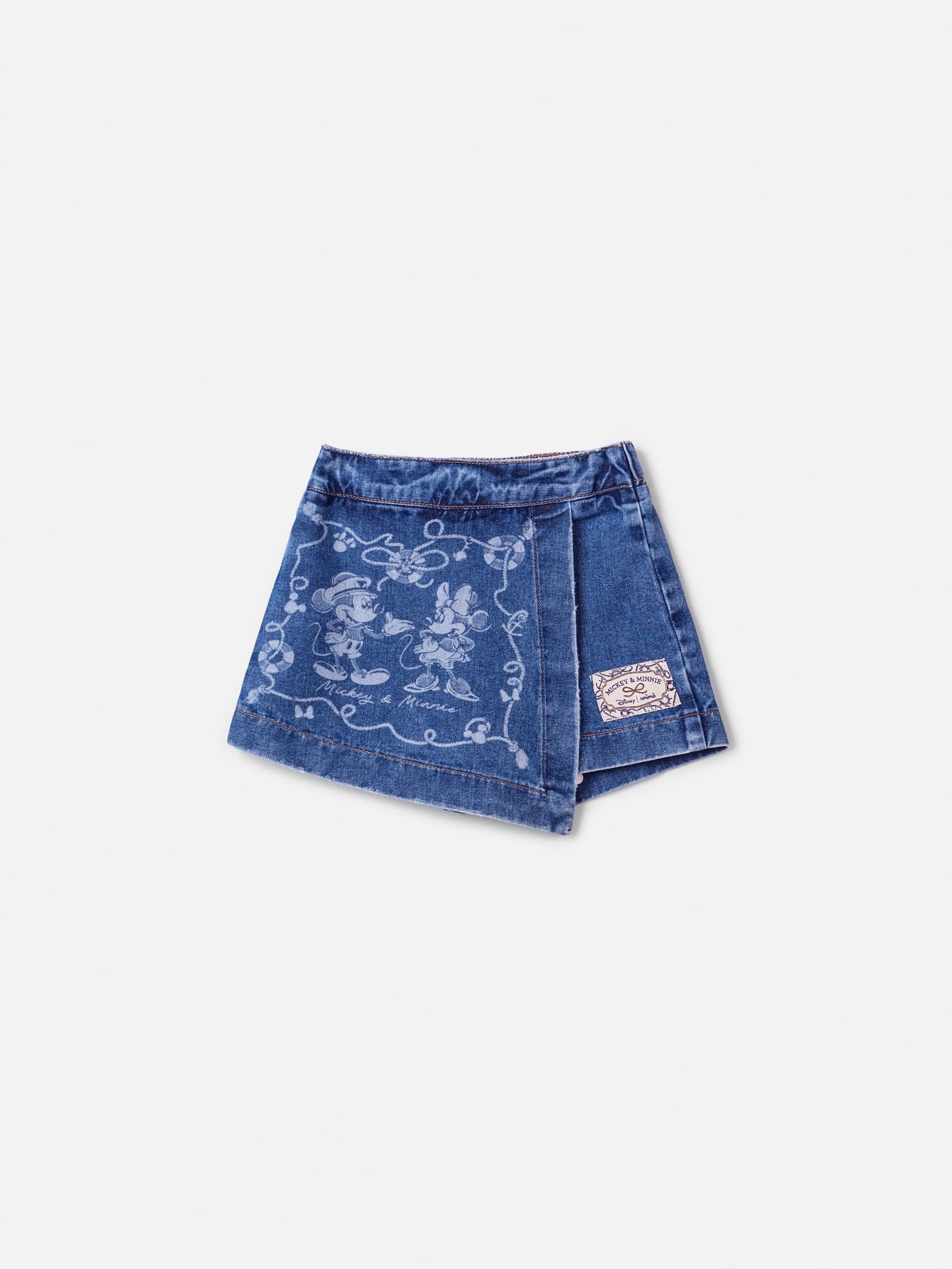 Shorts Saia Infantil Animê Verão Jeans Minnie e Mickey Marinheiros Disney