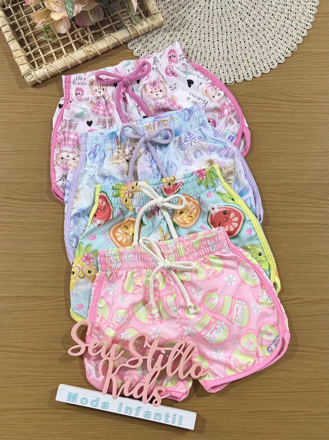 Shorts Infantil Cinti Verão Azul Frutinhas