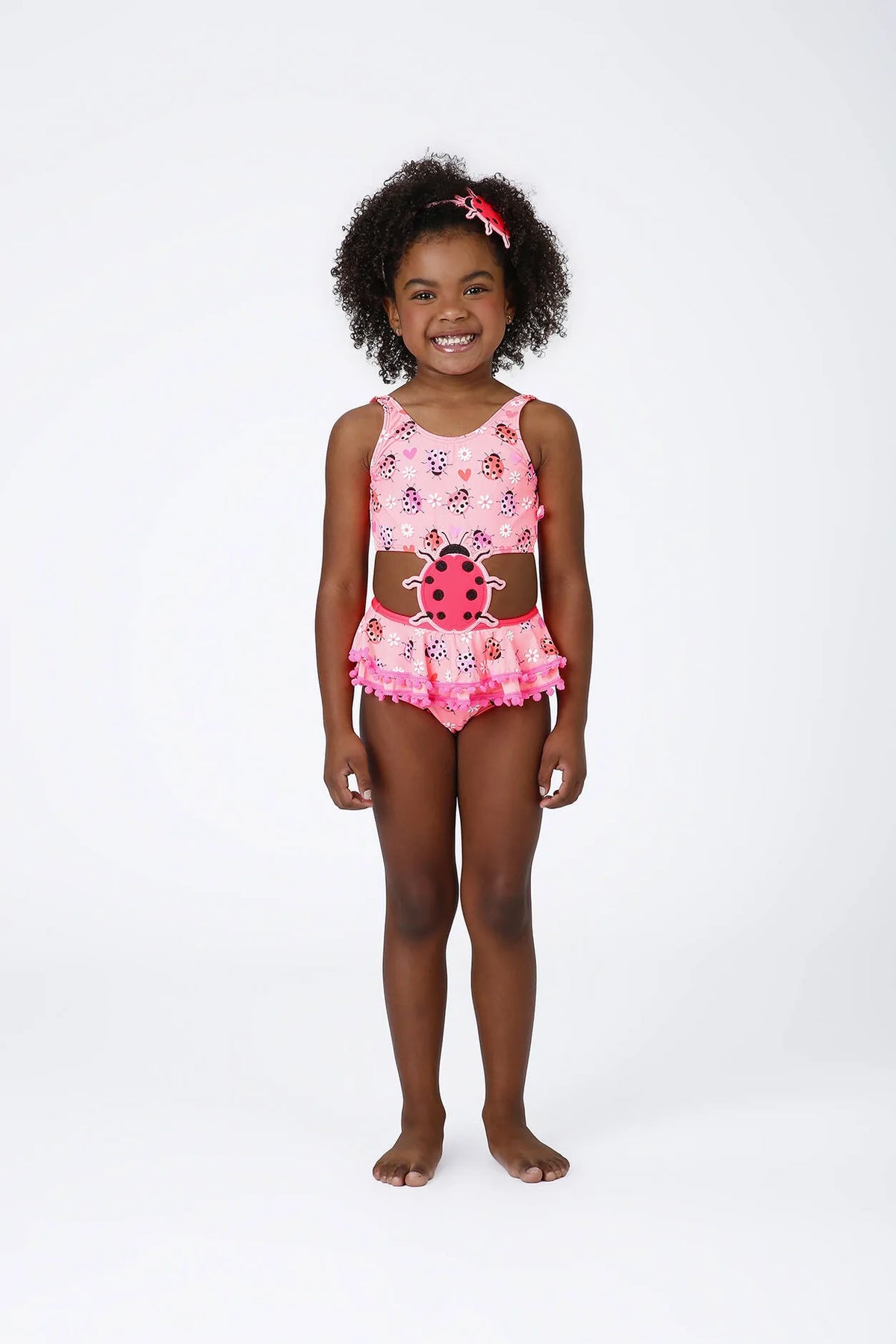 Maiô Infantil Siri Kids Carine Joaninha Salmão Neon 43048