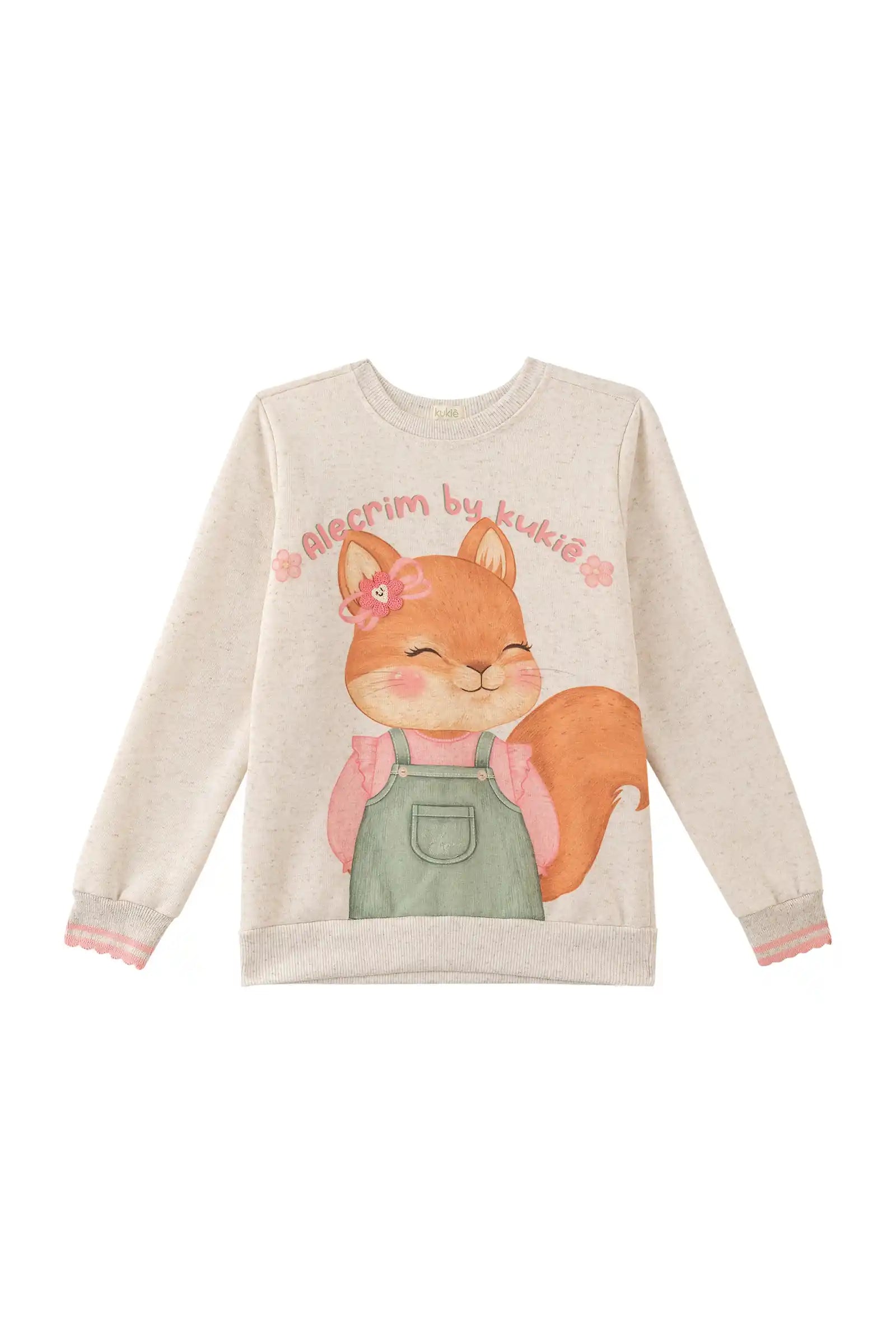 Casaco Infantil Kukiê Inverno Flanelado Off White Esquilinha