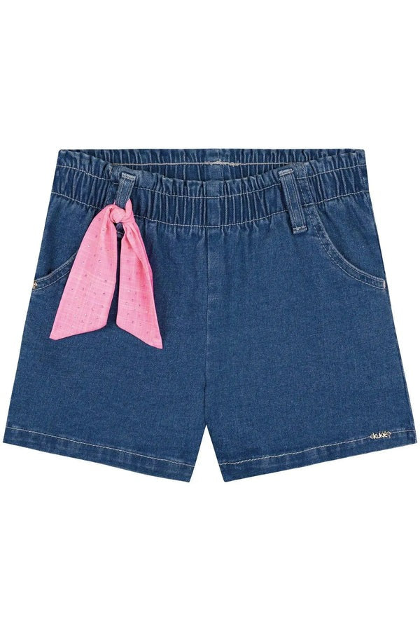Shorts Infantil Kukiê Verão Jeans com Laço