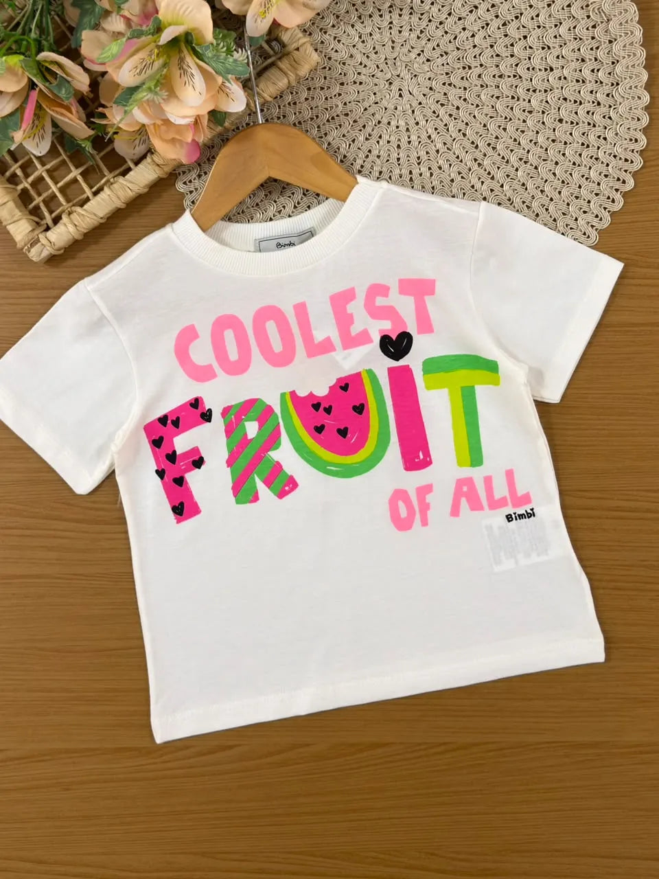 Conjunto Infantil Menina Bimbi Shorts Rosa Melancia e Blusa Fruit