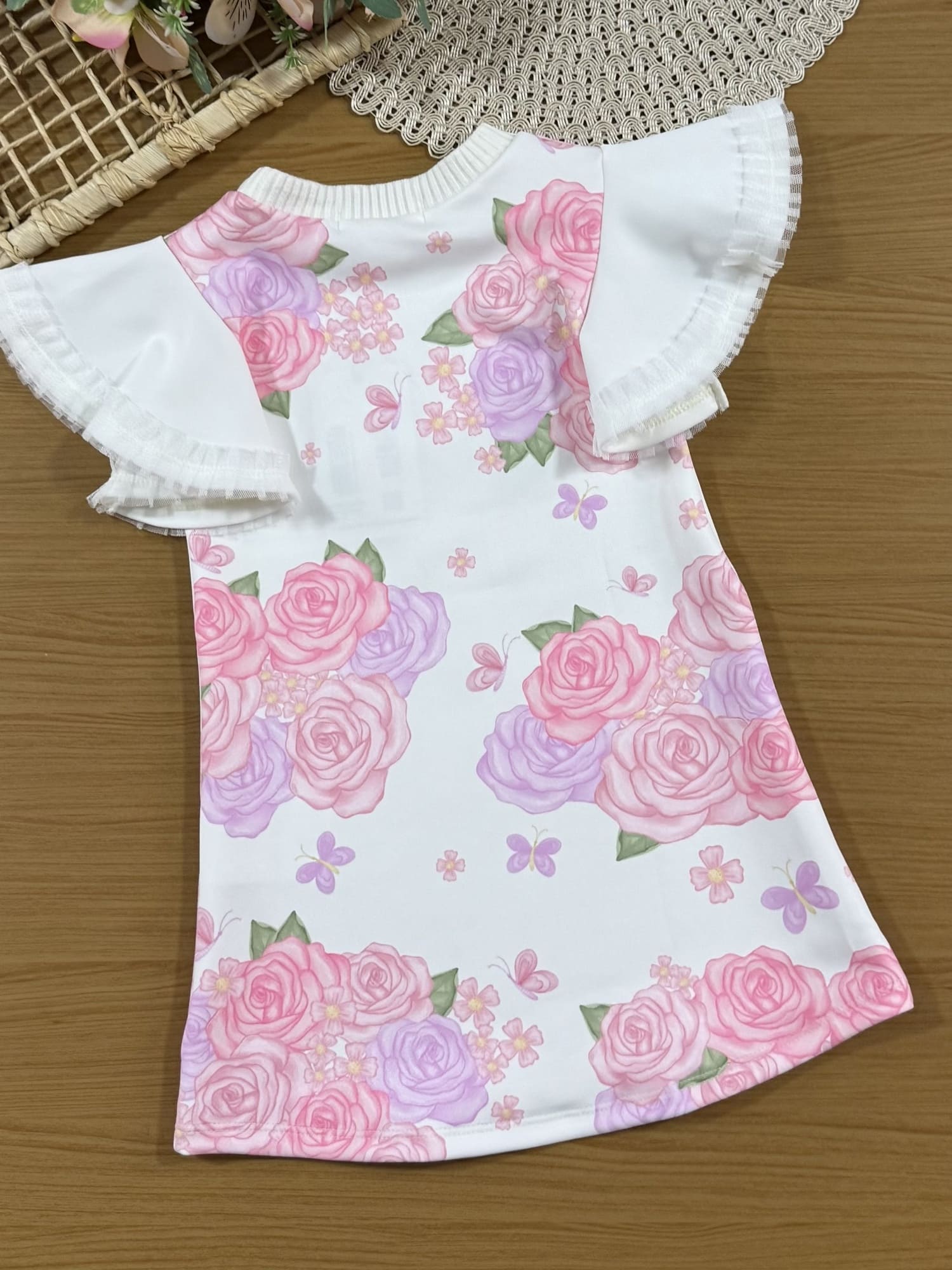 Vestido Infantil Kukiê Manga Curta Branco Ursinha Princesa