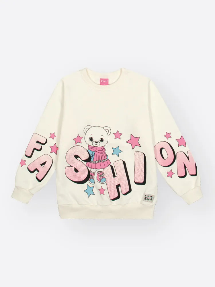 Conjunto Infantil Cinti Inverno Com Calça Preta e Moletom Flanelado Ursinha