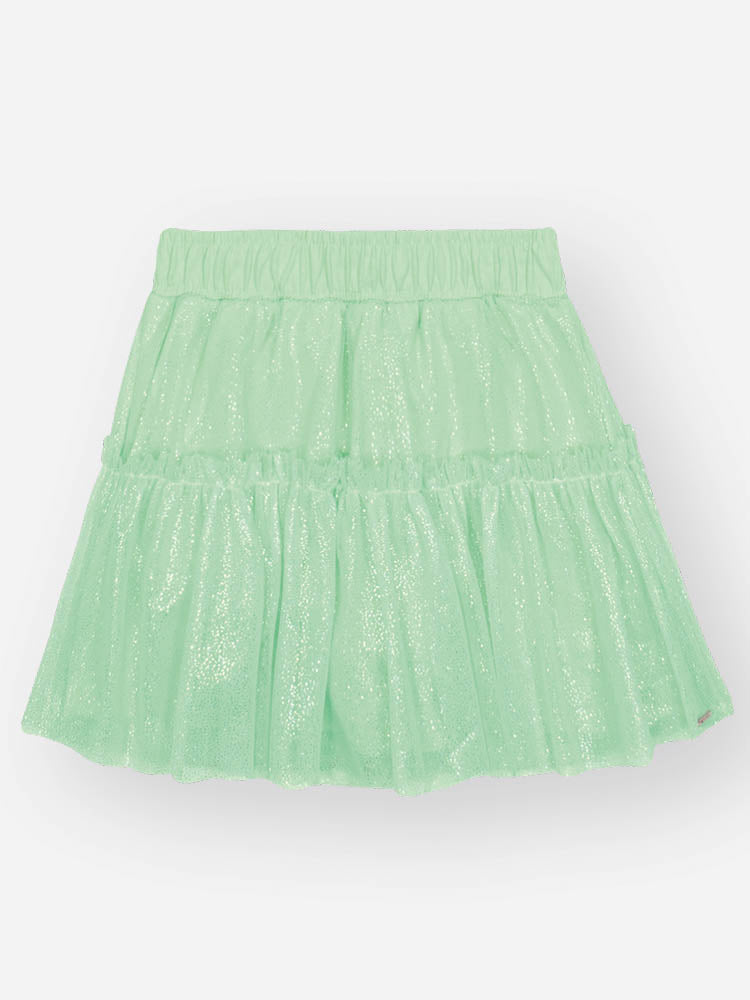 Saia Infantil Cinti Verão Verde em Tule com Brilho
