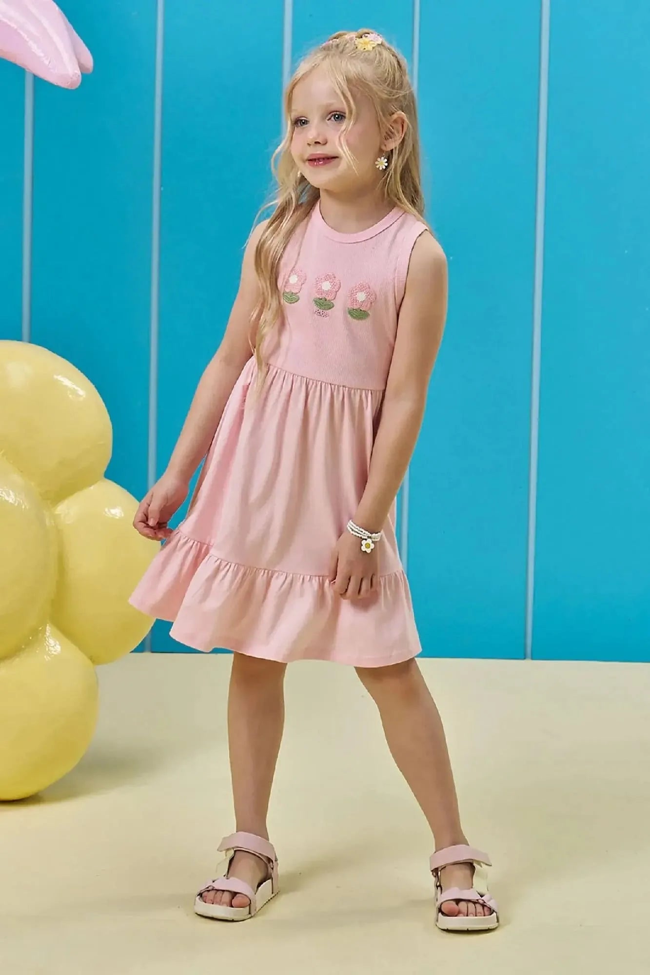 Vestido Infantil Kukiê Rosa Florzinhas