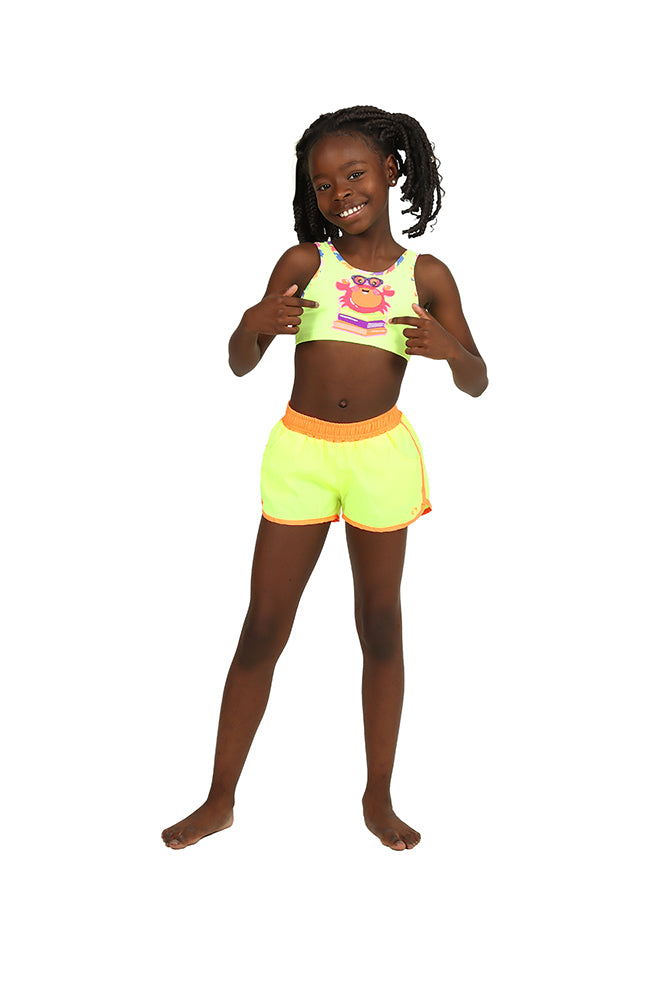 Shorts Infantil Siri Kids Nylon Leticia Amarelo Fluor 39063